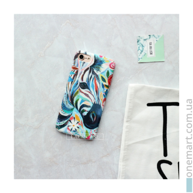 Чехол "Акварельная зебра" для iPhone 7 (разноцветный, пластик)