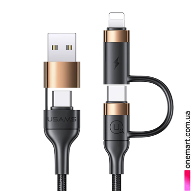 Універсальний кабель USAMS (4-в-1, USB+Type-C – Lightning+Type-C), 2 м