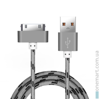 Кабель PZOZ USB - Apple 30pin (1 м, серый)