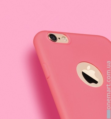 Захисний чохол з отвором під лого для iPhone 6/6S (червоний, силікон)