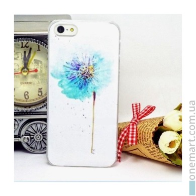 Чехол "Цветущий василёк" для iPhone 5/5S/5SE (белый, пластик)
