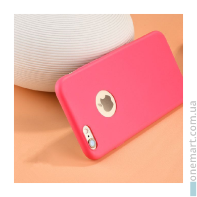Защитный чехол с отвертием под лого для iPhone 6 Plus/6S Plus (красный, силикон)
